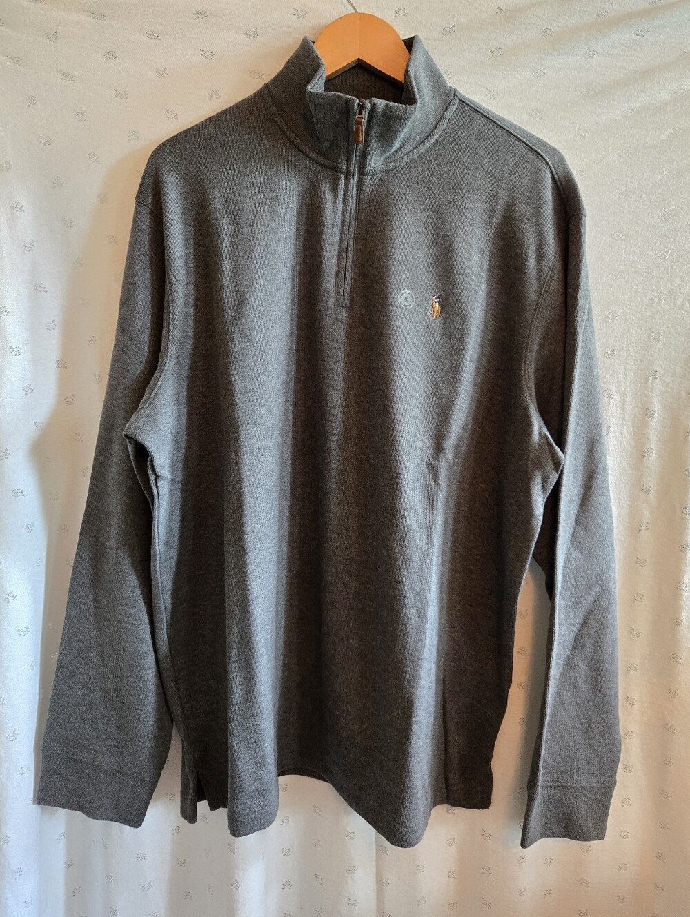 NWT Polo Ralph Lauren Estate-Rib Quarter-Zip Pullover Size XL Grey